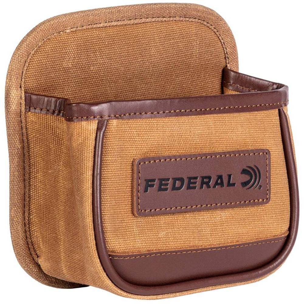 Federal Premium Single Box Shotshell Pouch Tan Canvas with Fixed Belt Loop