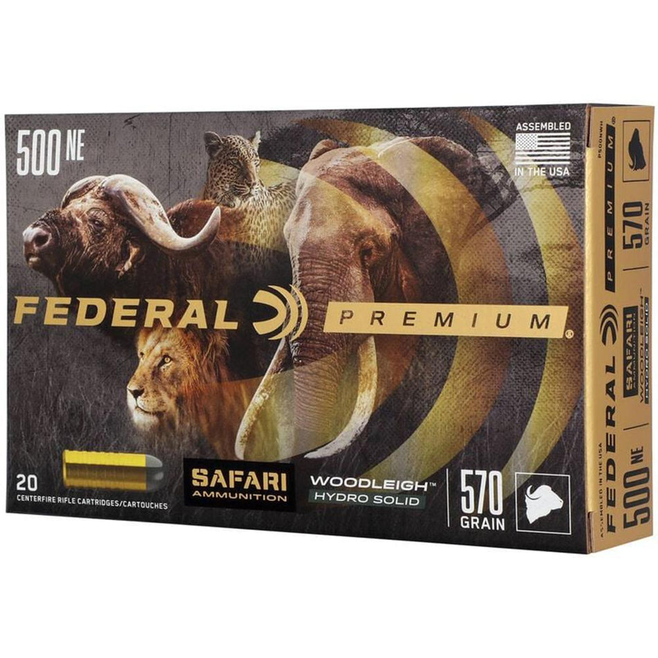 Federal Premium Safari Cape-Shok Woodleigh Hydro Solid 570 Grain .500 Nitro Express 2100 fps 029465064235
