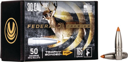 Federal Trophy Bonded Tip .308 Cal 165 Grain Reloading Bullets 50-Pack