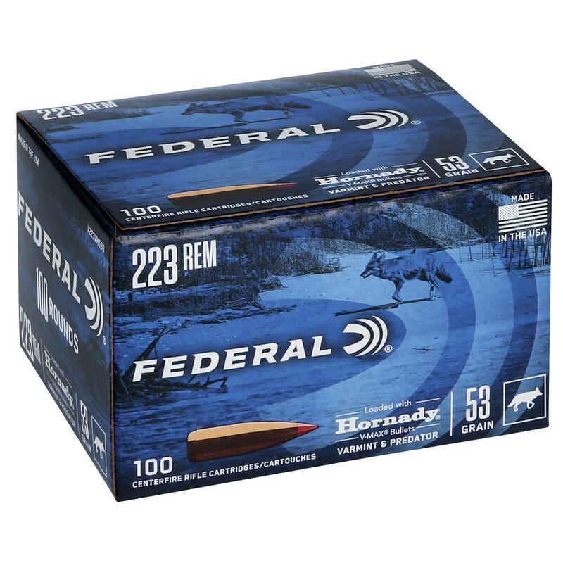 Federal .223 Remington Varmint & Predator 53 grain Hornady V-Max ammunition