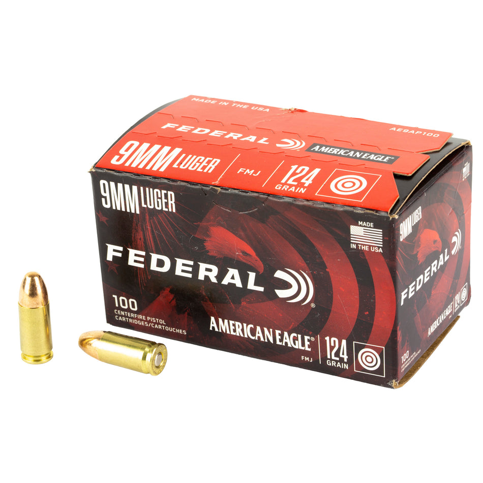 American Eagle  Full Metal Jacket 124 Grain 9mm Luger/Parabellum 1150 fps 604544689341