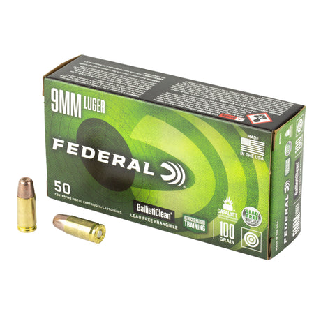 Federal 9mm Luger / Parabellum BallistiClean Reduced Hazard Training 100 grain Lead-Free Frangible ammunition