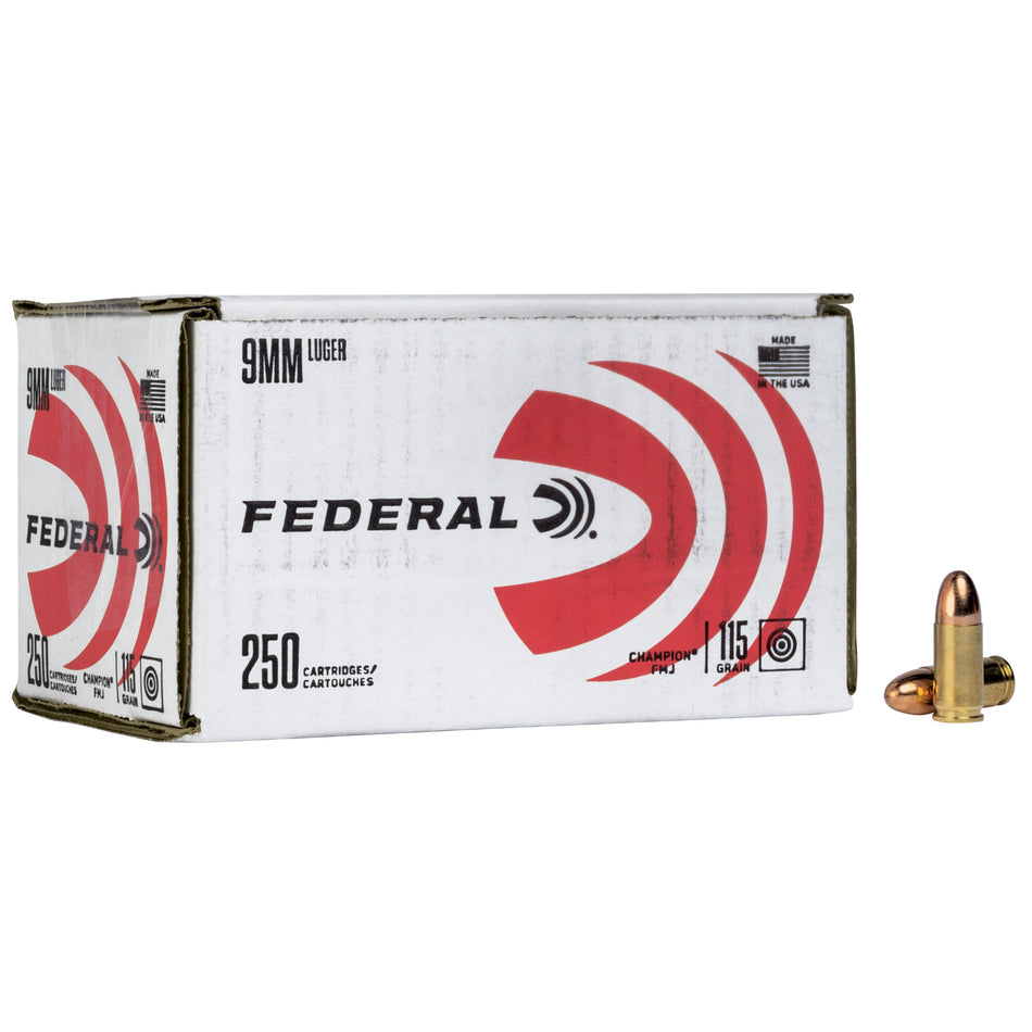 Federal 9mm Luger / Parabellum Champion Training 115 grain Full Metal Jacket ammunition
