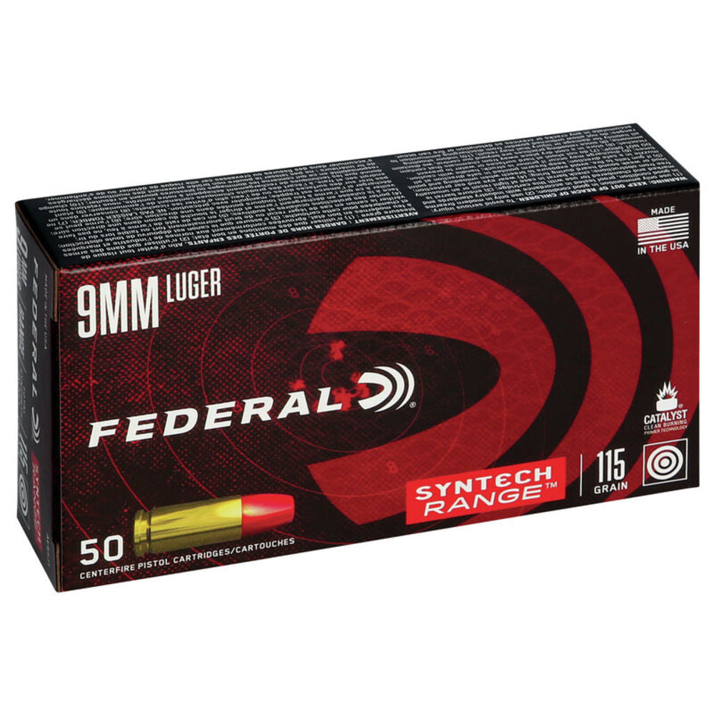 Federal 9mm Luger / Parabellum Syntech Range 115 grain Total Synthetic Jacket ammunition