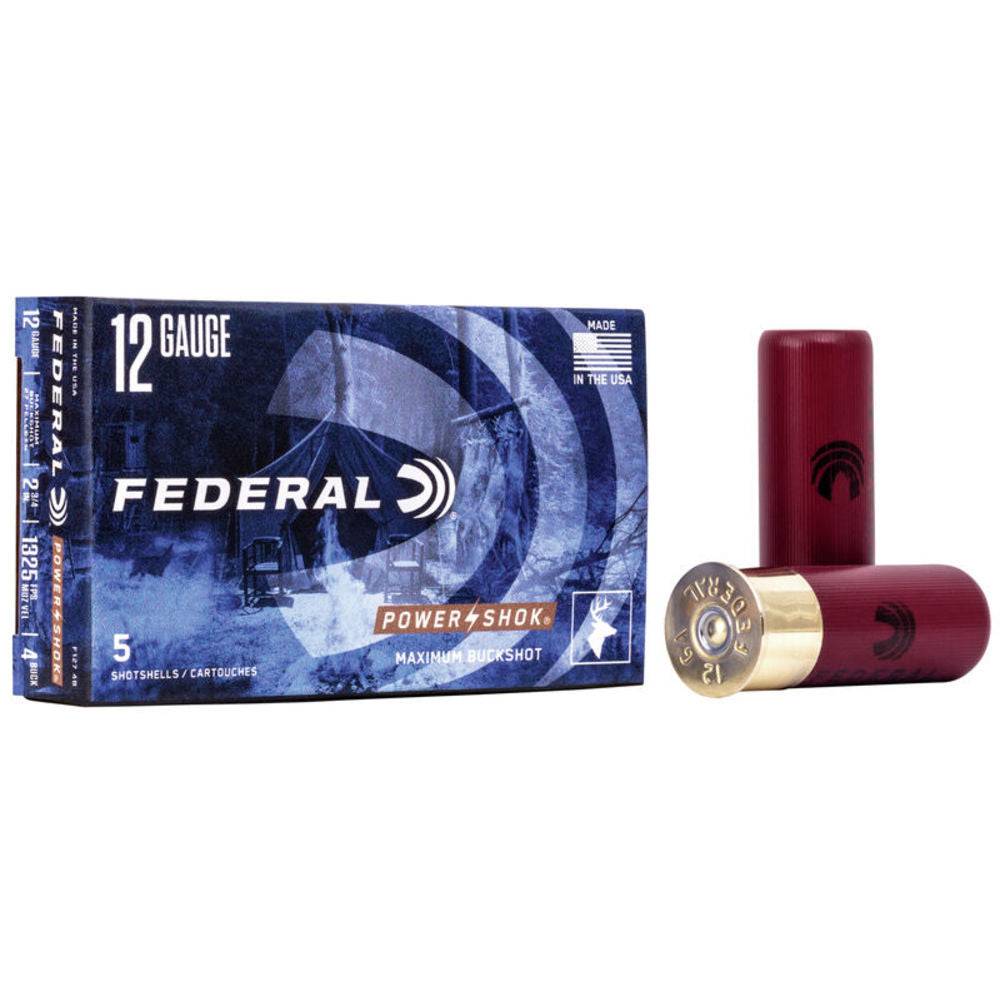Federal F1274B Power-Shok Magnum 12 Gauge 2.75" 1-1/4oz 4 Buck Shot 1325 fps 029465009762