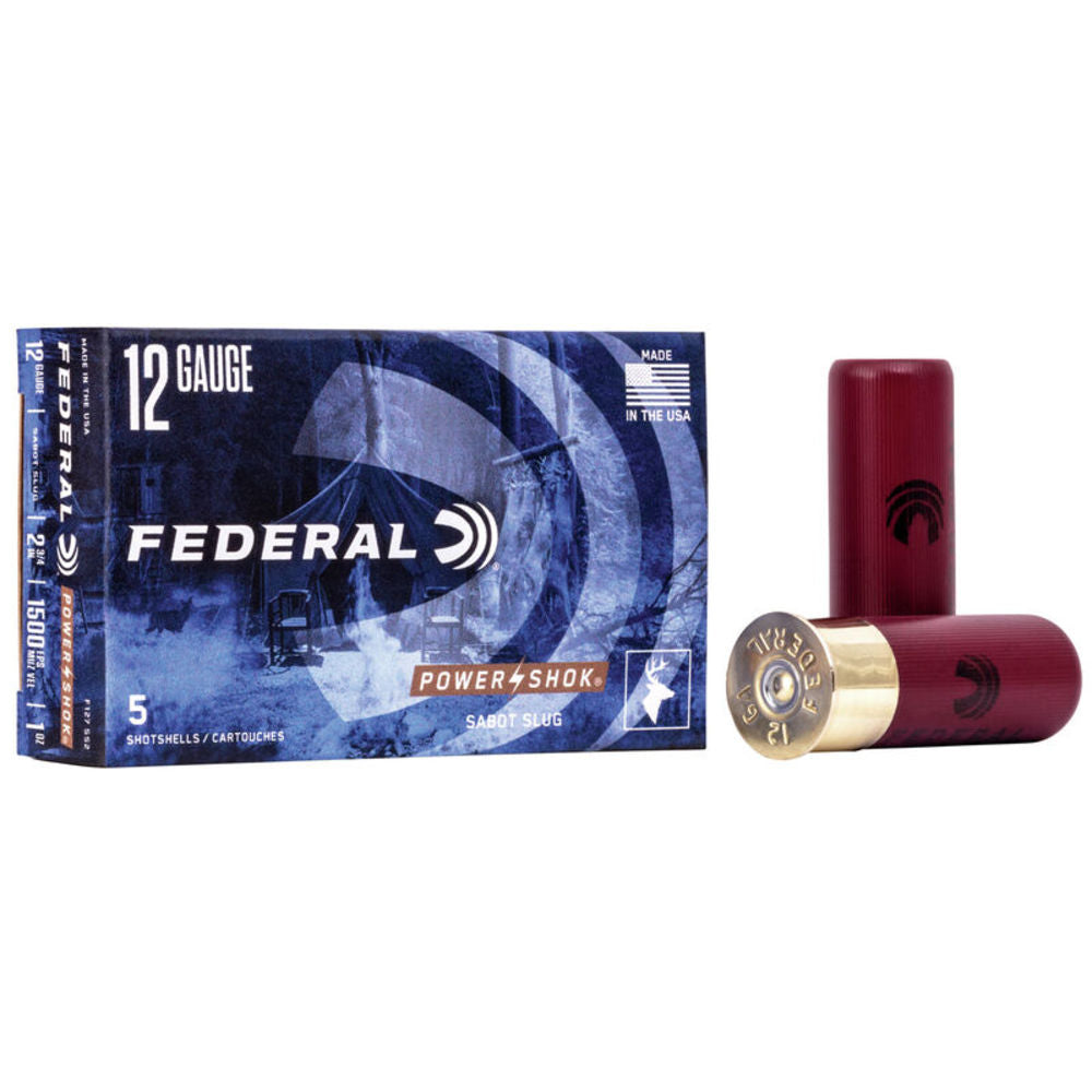 Federal F127SS2 Power-Shok Shotshell 12 Gauge 2.75" 1oz Sabot Slug 1500 fps 029465027377