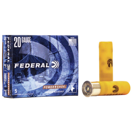 Federal F2072B Power-Shok Magnum 20 Gauge 3" 1-1/4oz 2 Buck Shot 1100 fps 029465009809