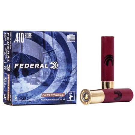 Federal .410 Bore Shotgun Ammo Power-Shok Maximum Rifled Slug Hollow Point 2.5 in 1/4 oz Slug