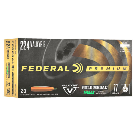Federal .224 Valkyrie Gold Medal Sierra MatchKing 77 grain Tipped MatchKing ammunition
