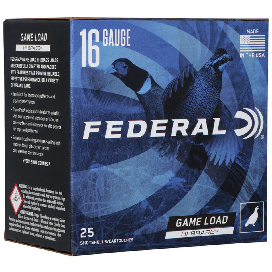 Federal H1636 Game-Shok High Brass 16 Gauge 2.75" 1-1/8oz 6 Shot 1295 fps 029465004521