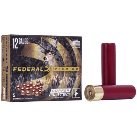 Federal 12 Gauge Shotgun Ammo Premium Copper Plated Vital Shok Magnum 18 Pellets 3.5 in 2-1/4 oz 00 Buck