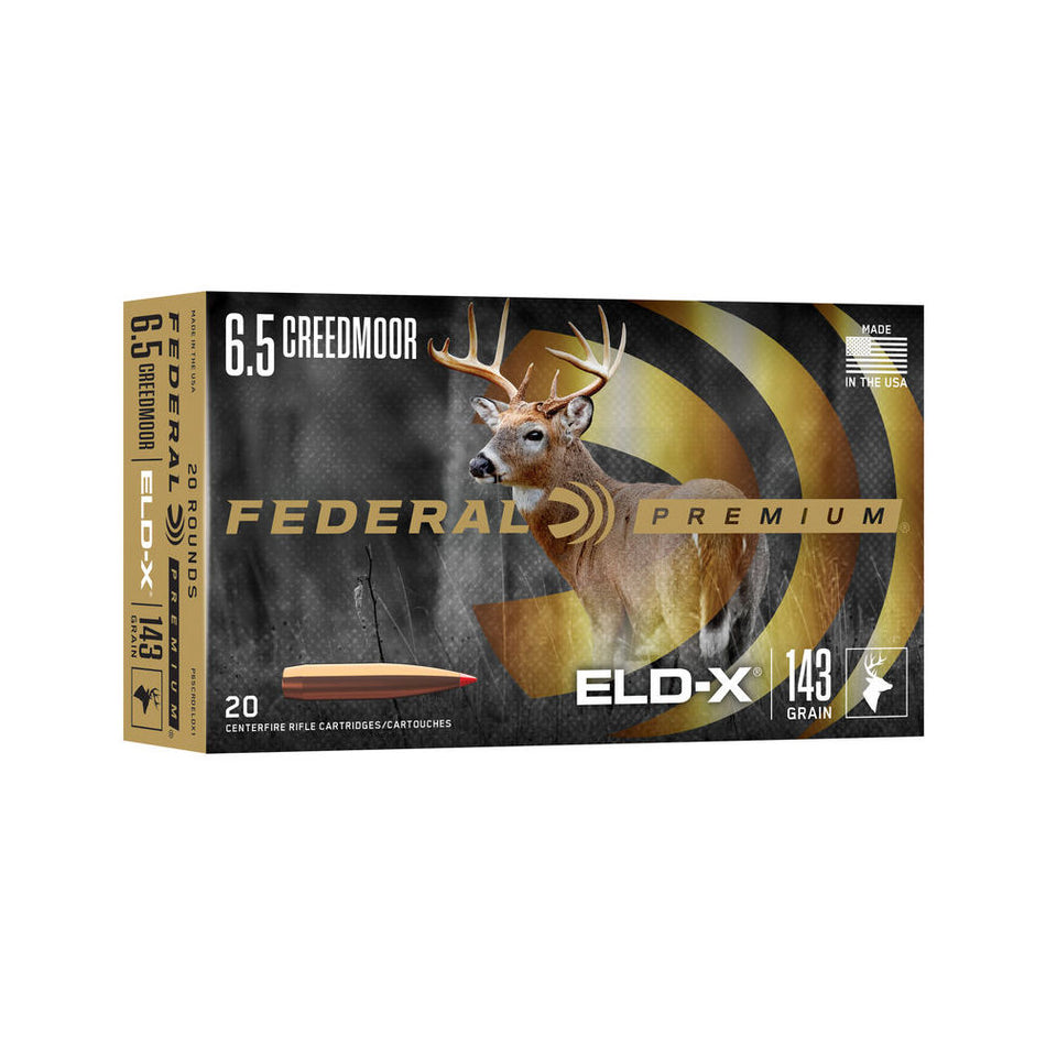 Federal 6.5mm Creedmoor Premium ELD-X 143 grain Extremely Low Drag-eXpanding ammunition