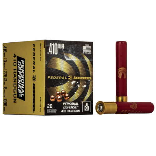 Federal .410 Bore Shotgun Ammo Premium Personal Defense 410 Handgun 5 Pellets 3 in 13/16 oz 000 Buck