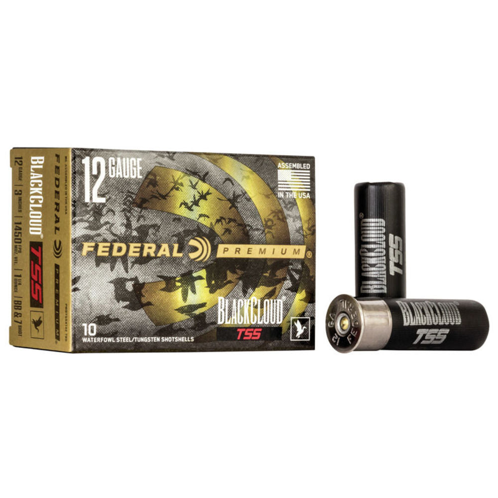 Federal 12 Gauge Shotgun Ammo Premium California Certified Nonlead AmmunitionBlack CloudTSS 3 in 1-1/4 oz BB / 7