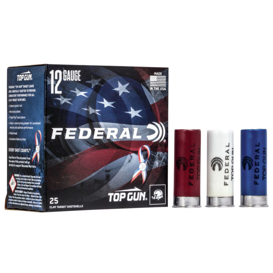 Federal 12 Gauge Shotgun Ammo Top Gun Special Edition Red, White & Blue 2.75 in 1-1/8 oz #8