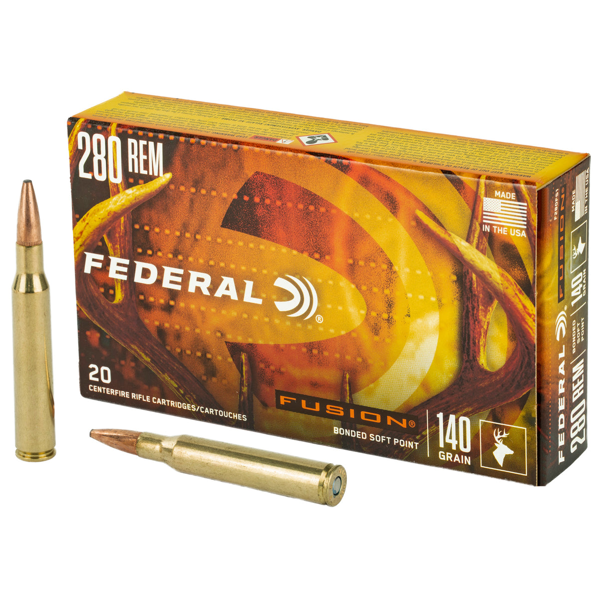 Federal .280 Remington Fusion 140 grain Bonded Soft Point ammunition
