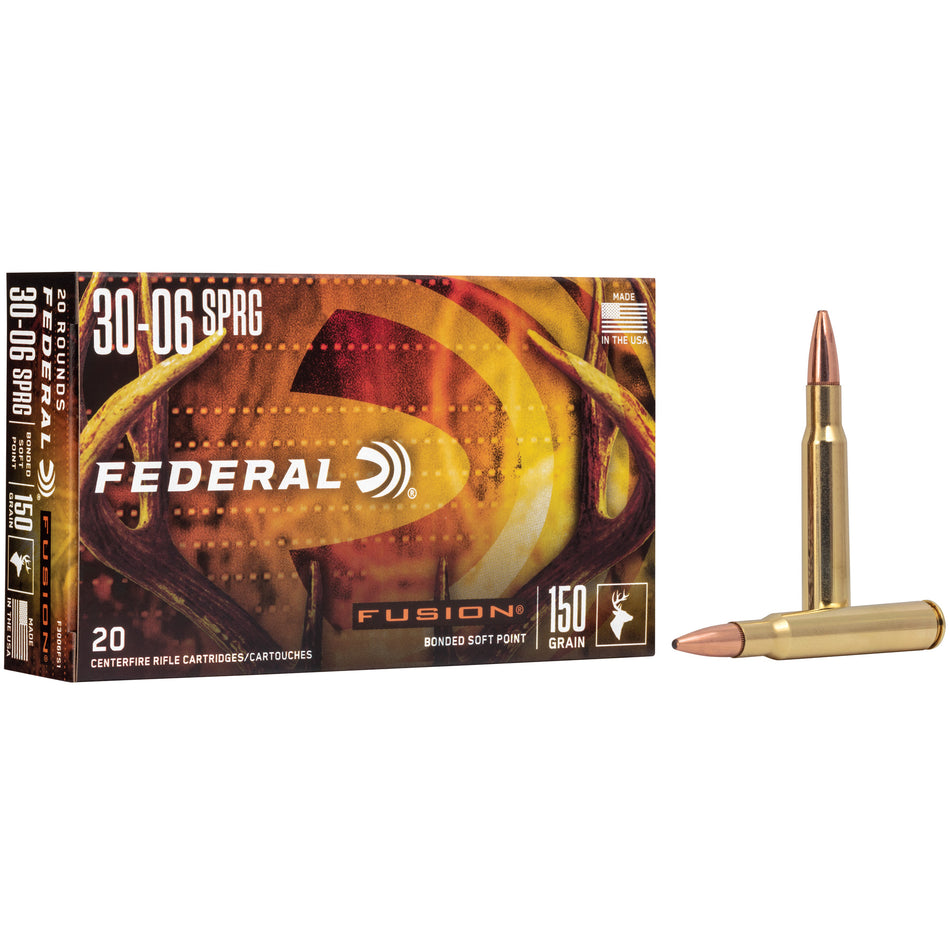 Federal Boat Tail Fusion Soft Point 150 Grain .30-06 Springfield 2900 fps 029465097974