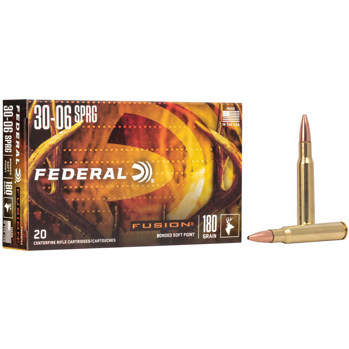 Federal Boat Tail Fusion Soft Point 180 Grain .30-06 Springfield 2700 fps 029465097998