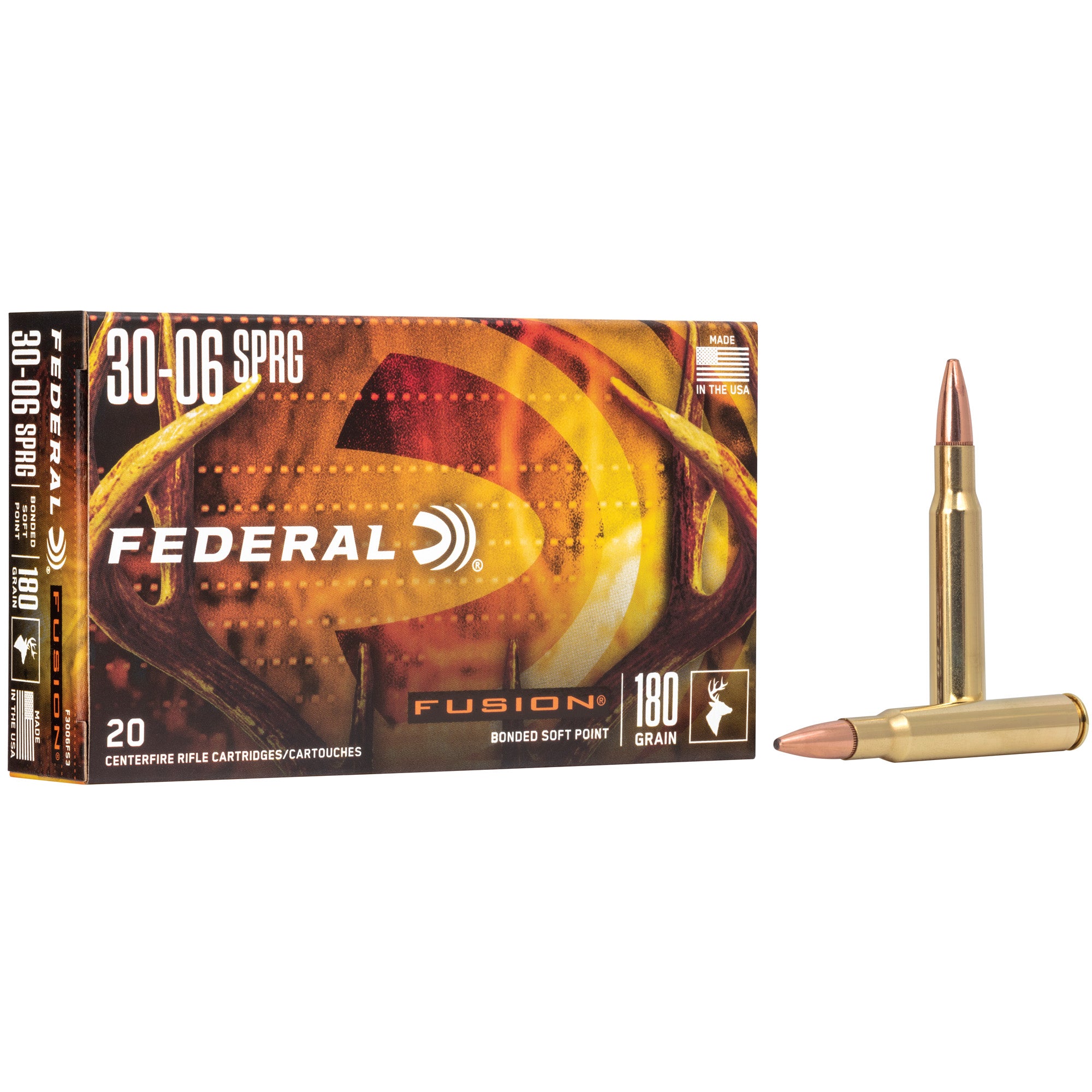Federal Boat Tail Fusion Soft Point 180 Grain .30-06 Springfield 2700 fps 029465097998