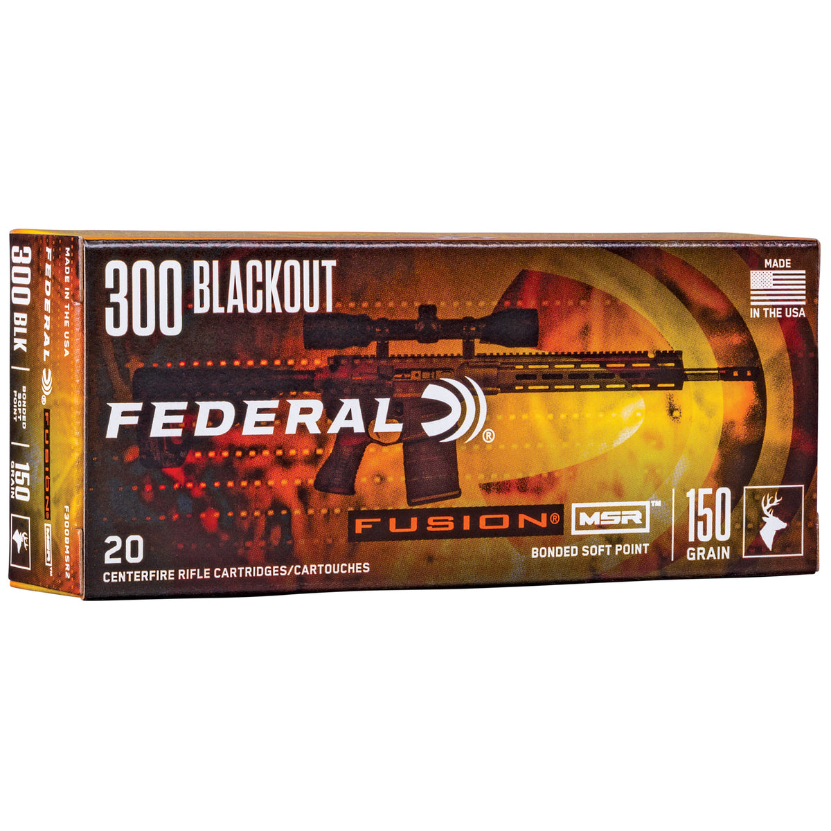 Federal MSR Fusion Soft Point 150 Grain .300 AAC Blackout 1900 fps 604544624113