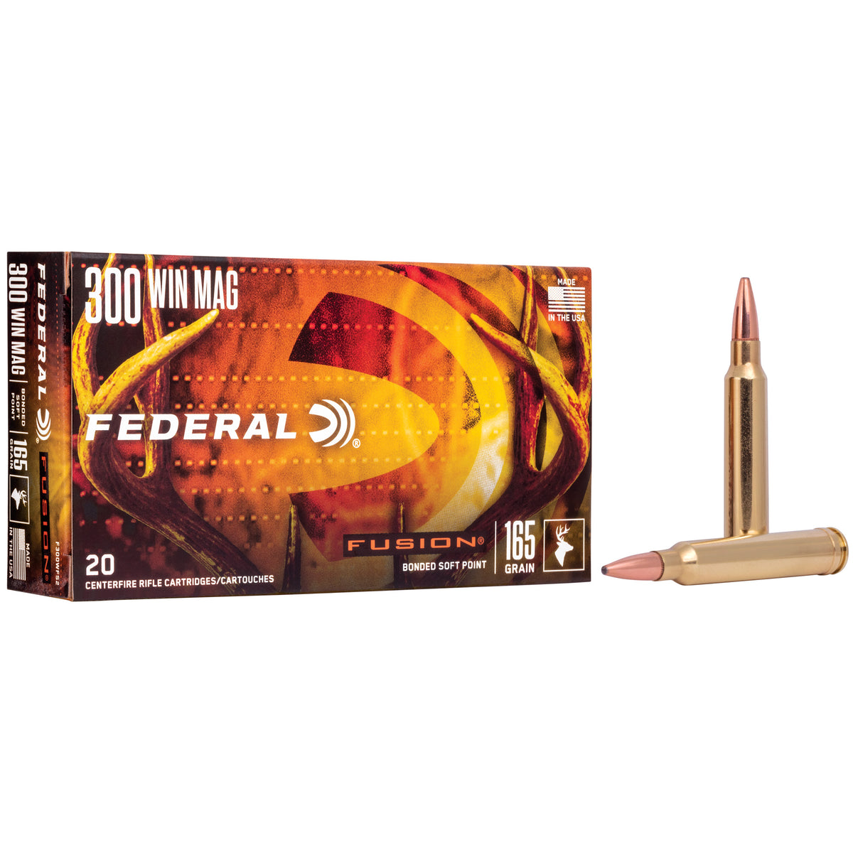 Federal Boat Tail Fusion Soft Point 165 Grain .300 Winchester Mag 3080 fps 029465098018