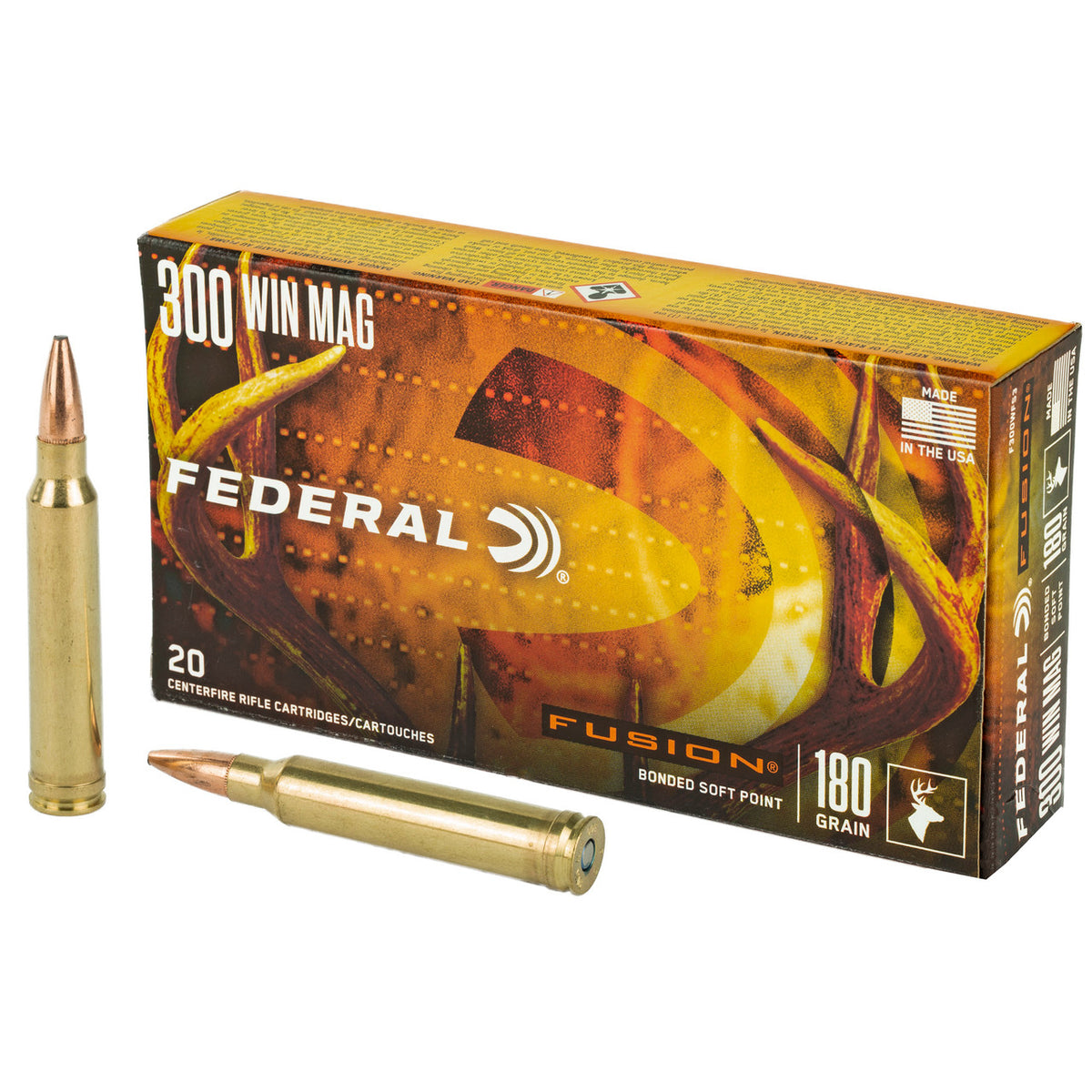 Federal .300 Winchester Mag Fusion 180 grain Bonded Soft Point ammunition