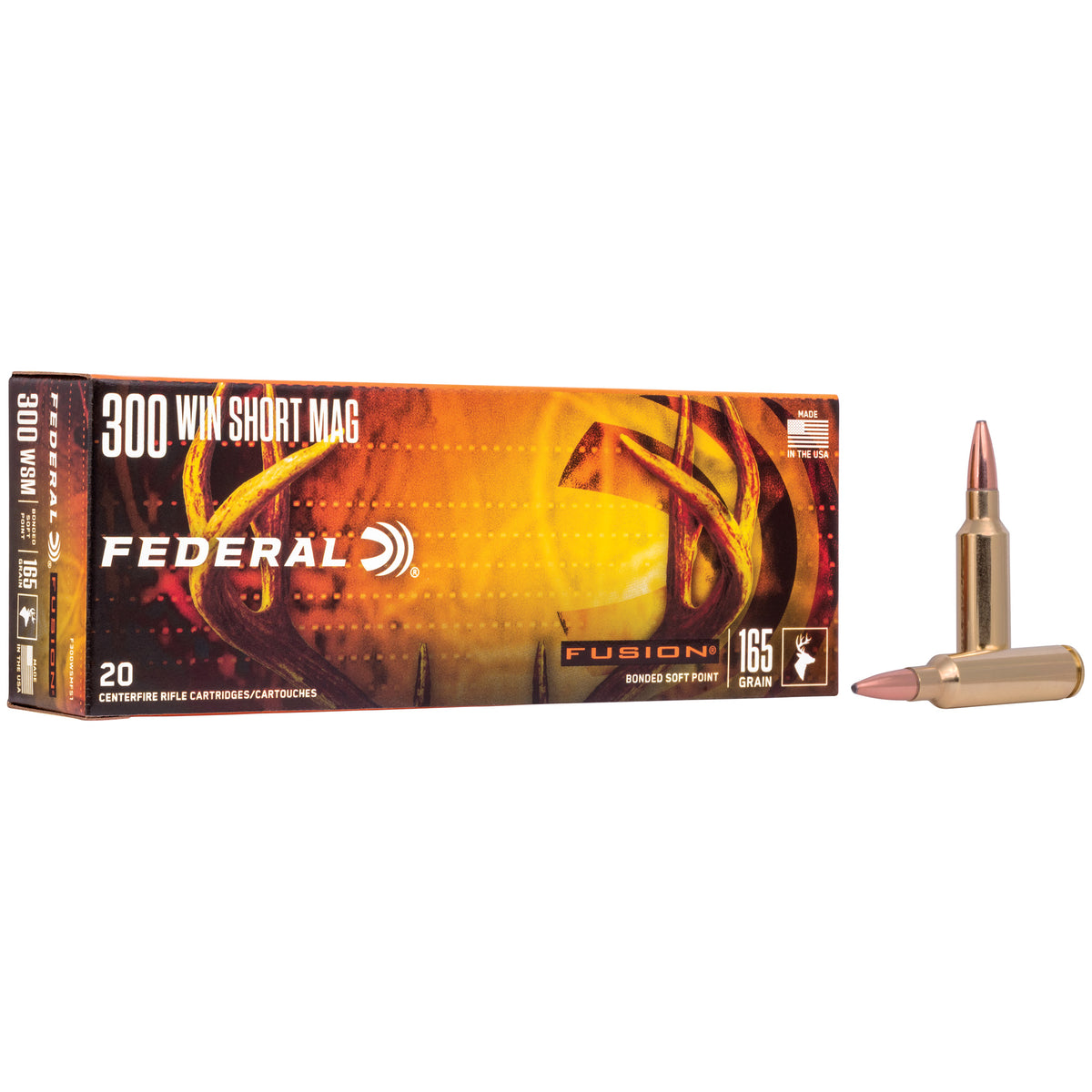 Federal .300 WSM Fusion 165 grain Bonded Soft Point ammunition