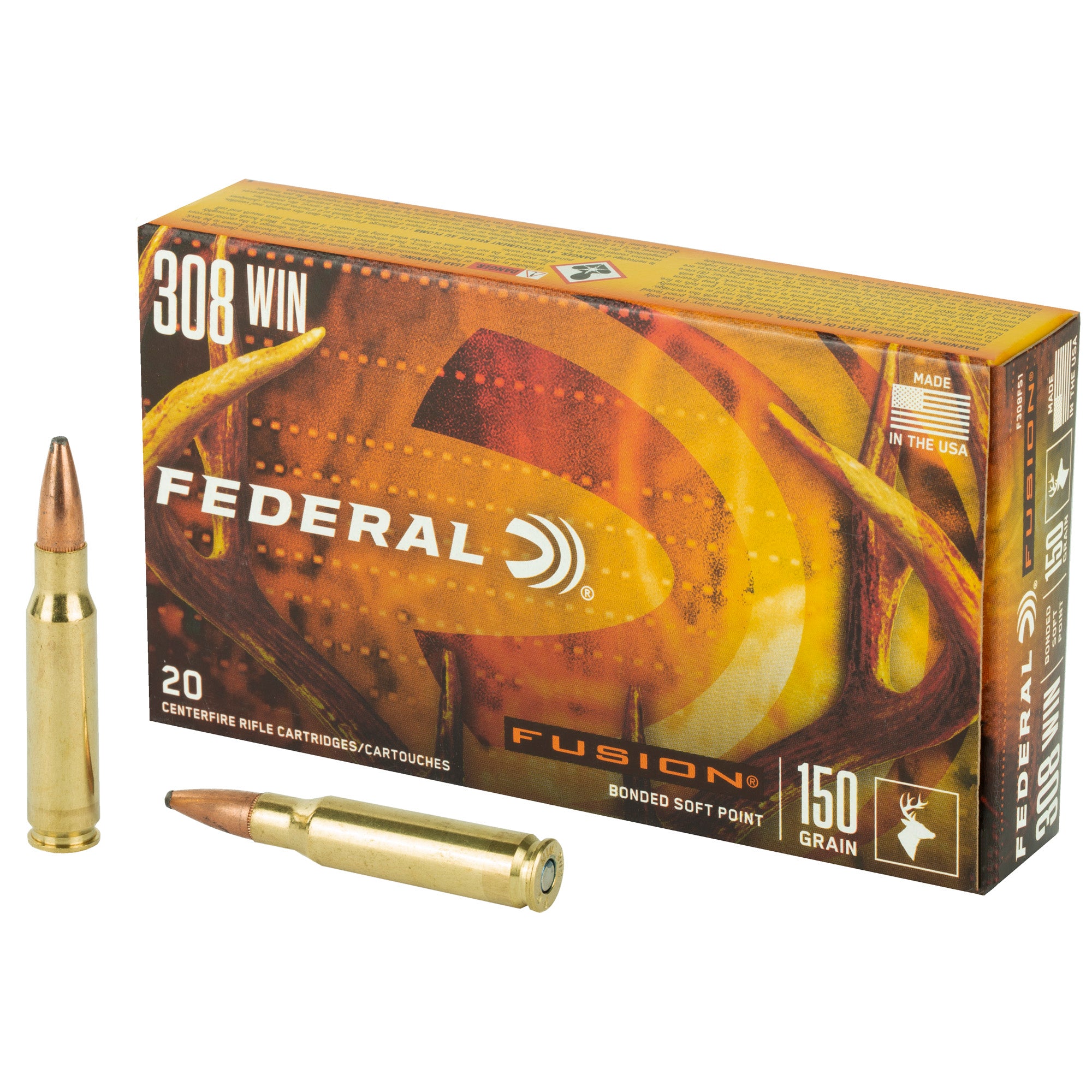 Federal Boat Tail Fusion Soft Point 150 Grain .308 Win / 7.62x51mm 2820 fps 029465097943