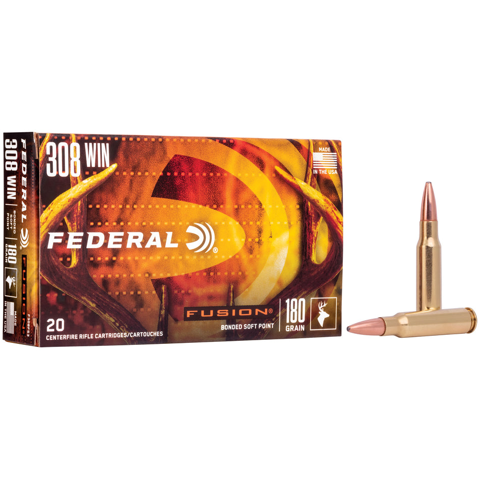 Federal Boat Tail Fusion Soft Point 180 Grain .308 Win / 7.62x51mm 2600 fps 029465097967