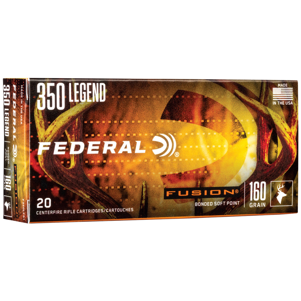 Federal .350 Legend Fusion 160 grain Bonded Soft Point ammunition