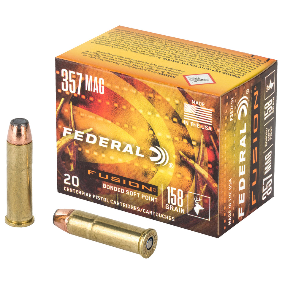 Federal Fusion Hollow Point Fusion Soft Point 158 Grain .357 Magnum 1240 fps 029465098377