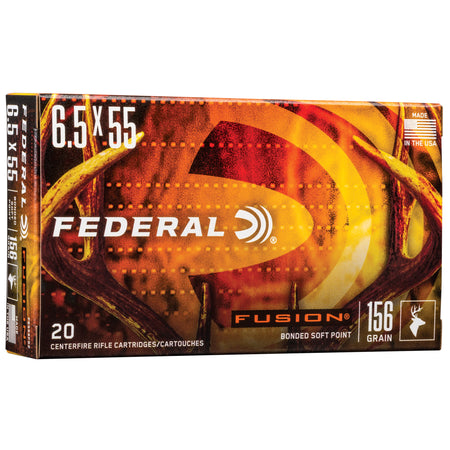 Federal 6.5x55mm Swedish Fusion 156 grain Bonded Soft Point ammunition