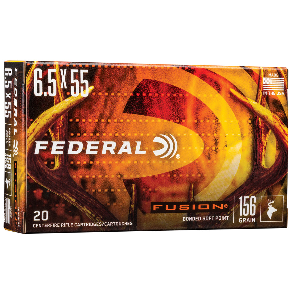 Federal 6.5x55mm Swedish Fusion 156 grain Bonded Soft Point ammunition