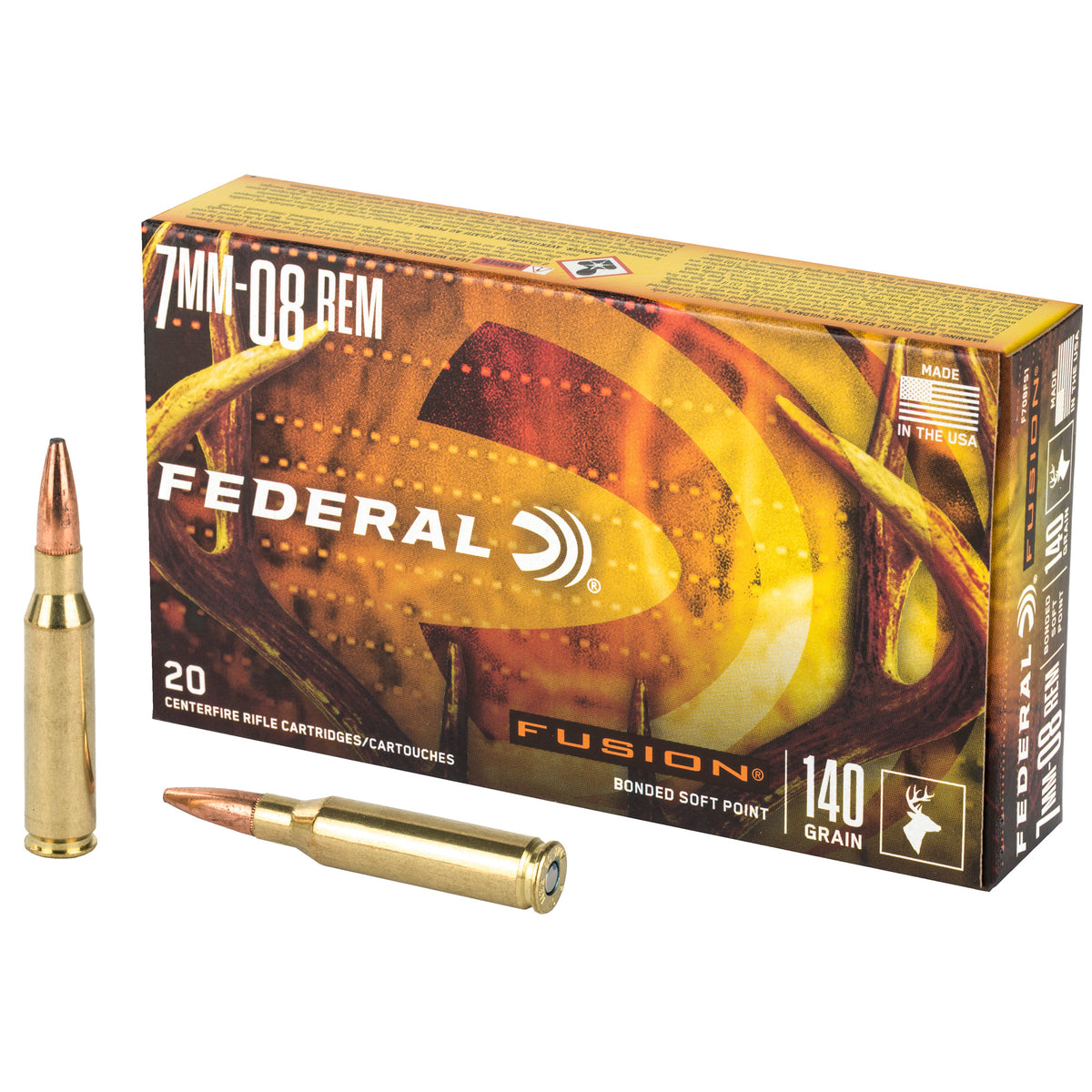 Federal Boat Tail Fusion Soft Point 140 Grain 7mm-08 Remington 2850 fps 029465098612