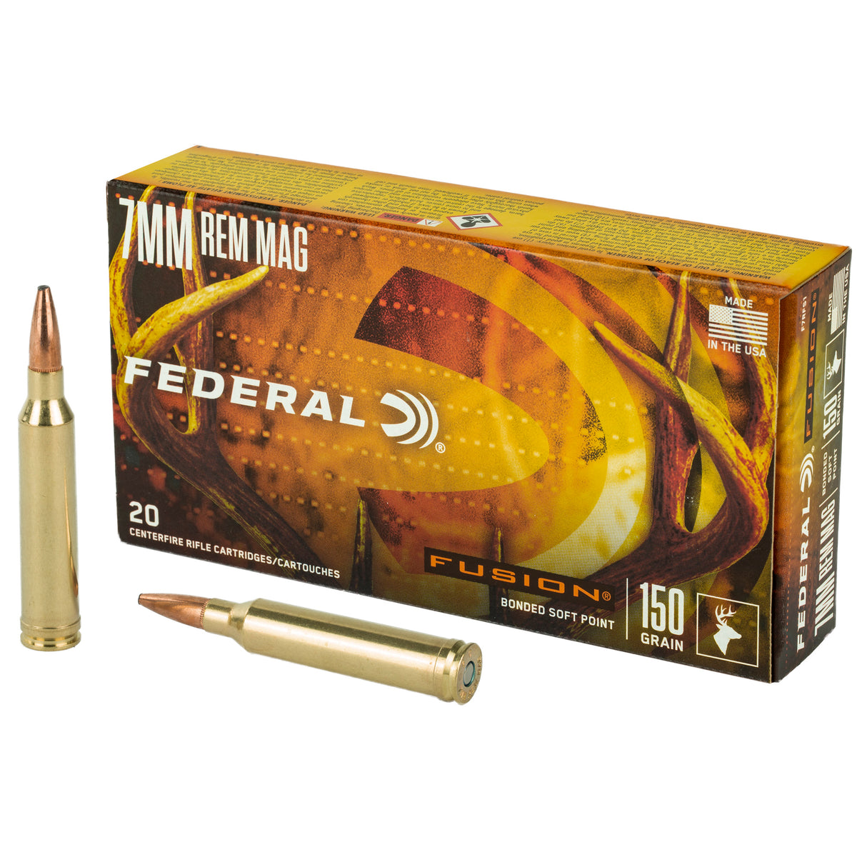 Federal Boat Tail Fusion Soft Point 150 Grain 7mm Remington Mag 3050 fps 029465097899