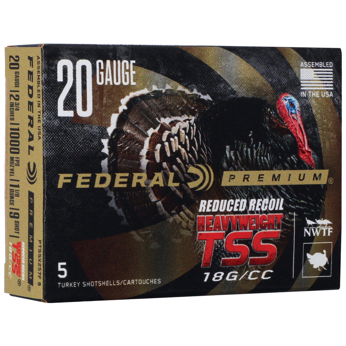 Federal PTSSX257F9 Premium Turkey Heavyweight TSS 20 Gauge 2.75" 1-1/8oz 9 Shot 1000 fps 604544670417