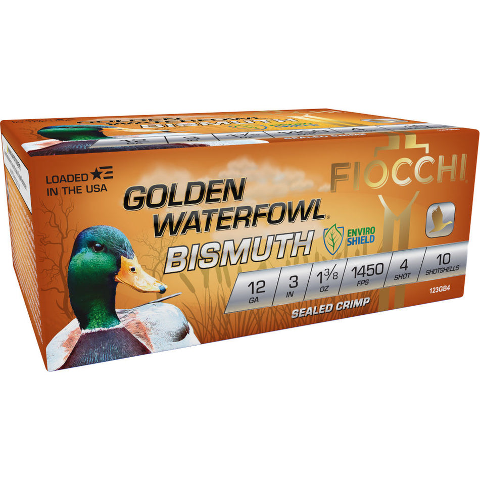Fiocchi 123GB4 Golden Waterfowl Bismuth 12 Gauge 3" 1-3/8oz 4 Shot 1450 fps 762344712949