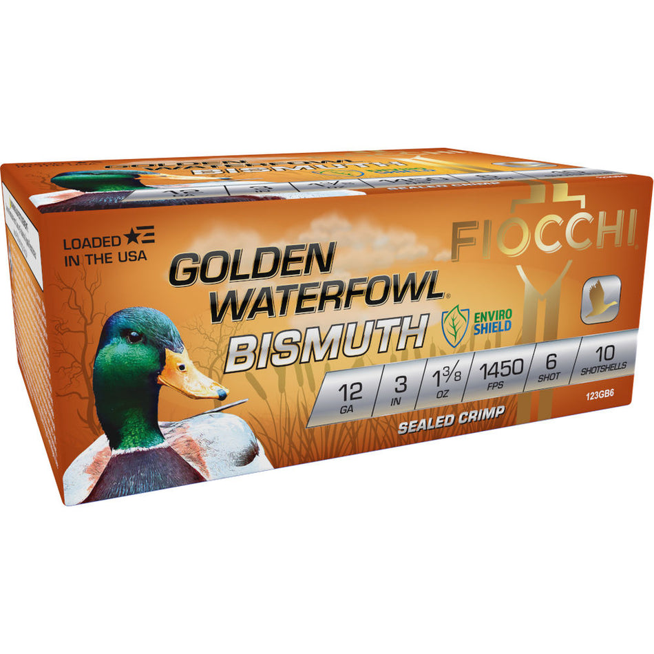 Fiocchi 123GB6 Golden Waterfowl Bismuth 12 Gauge 3" 1-3/8oz 6 Shot 1450 fps 762344712956