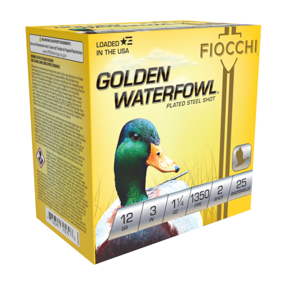 Fiocchi 123SGW2 Golden Waterfowl Waterfowl 12 Gauge 3" 1-1/4oz 2 Shot 1350 fps 762344705804