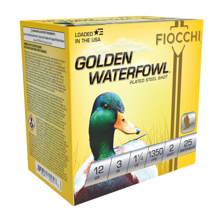 Fiocchi 123SGW2 Golden Waterfowl Waterfowl 12 Gauge 3" 1-1/4oz 2 Shot 1350 fps 762344705804