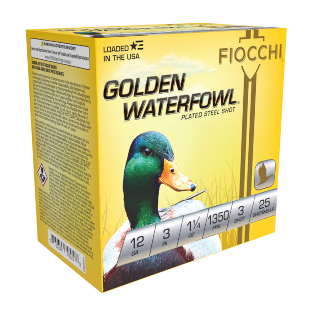 Fiocchi 123SGW3 Golden Waterfowl Waterfowl 12 Gauge 3" 1-1/4oz 3 Shot 1350 fps 762344705552