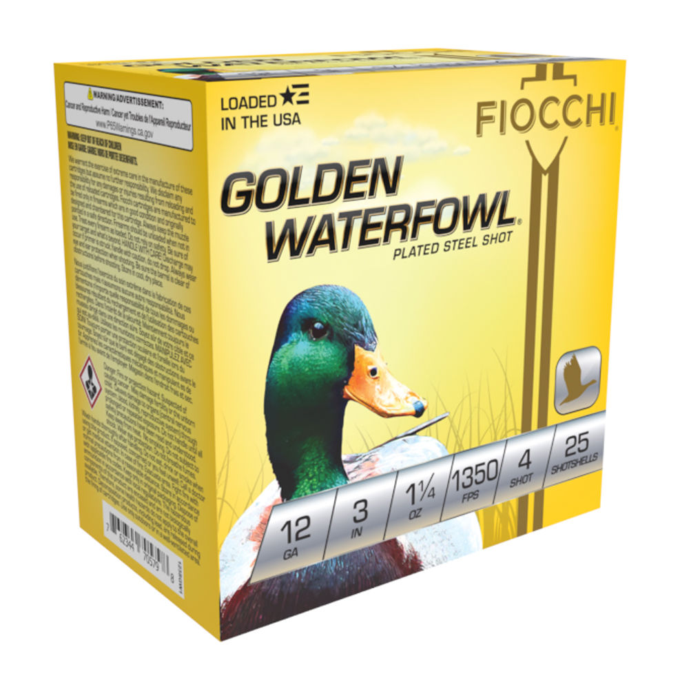 Fiocchi 123SGW4 Golden Waterfowl Waterfowl 12 Gauge 3" 1-1/4oz 4 Shot 1350 fps 762344710624