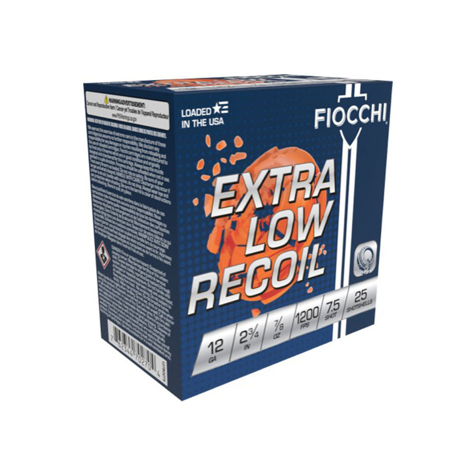 Fiocchi 1278OZ75 Exacta Target Low Recoil Trainer 12 Gauge 2.75" 7/8oz 7.5 Shot 1200 fps 762344702704