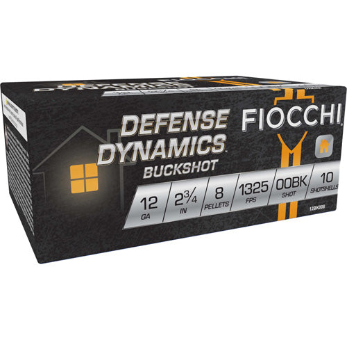 Fiocchi 12 Gauge Shotgun Ammo Defense Dynamics 8 Pellets 2.75 in 1 oz 00 Buck