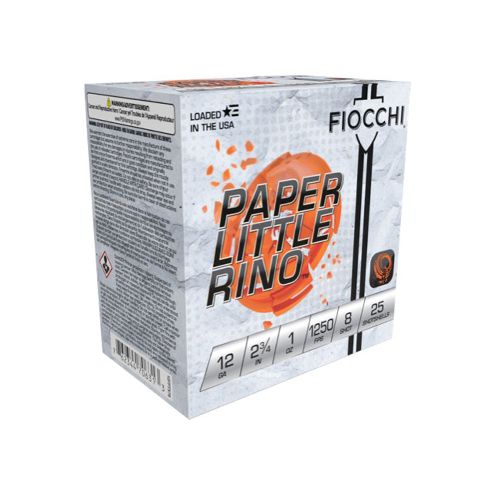 Fiocchi 12 Gauge Shotgun Ammo Paper Little Rino Extrema 2.75 in 1 oz #8