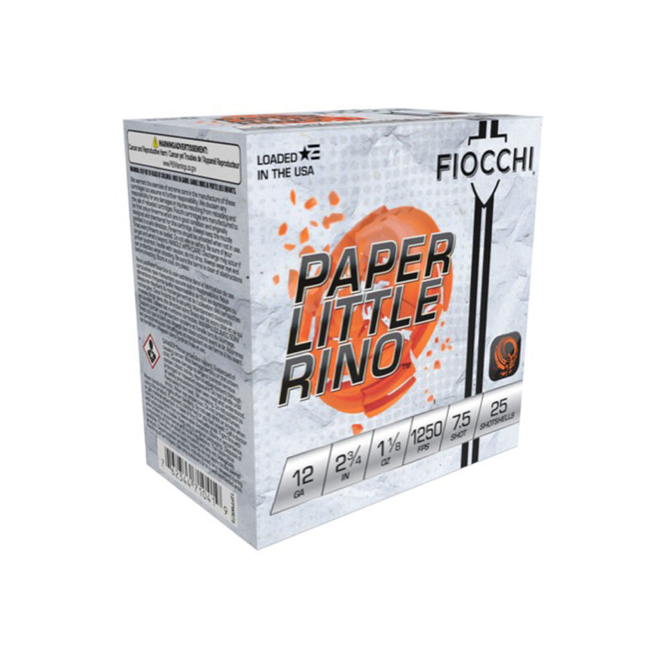 Fiocchi 12FPWR75 Paper Little Rino Extrema 12 Gauge 2.75" 1-1/8oz 7.5 Shot 1250 fps 762344710419