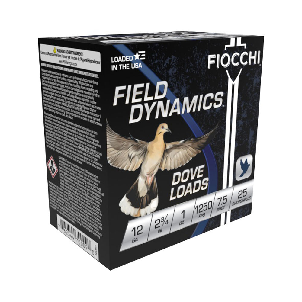 Fiocchi 12GT75 Field Dynamics Dove & Quail 12 Gauge 2.75" 1oz 7.5 Shot 1250 fps 762344700090