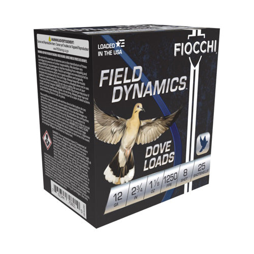 Fiocchi 12GTX188 Field Dynamics Dove & Quail 12 Gauge 2.75" 1-1/8oz 8 Shot 1250 fps 762344708027