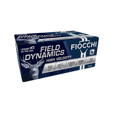 Fiocchi 12 Gauge Shotgun Ammo Field Dynamics High Velocity 27 Pellets 2.75 in 1-1/4 oz #4 Buck