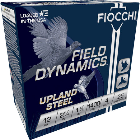 Fiocchi 12HVST4 Field Dynamics Upland Steel 12 Gauge 2.75" 1-1/8oz 4 Shot 1400 fps 762344713175